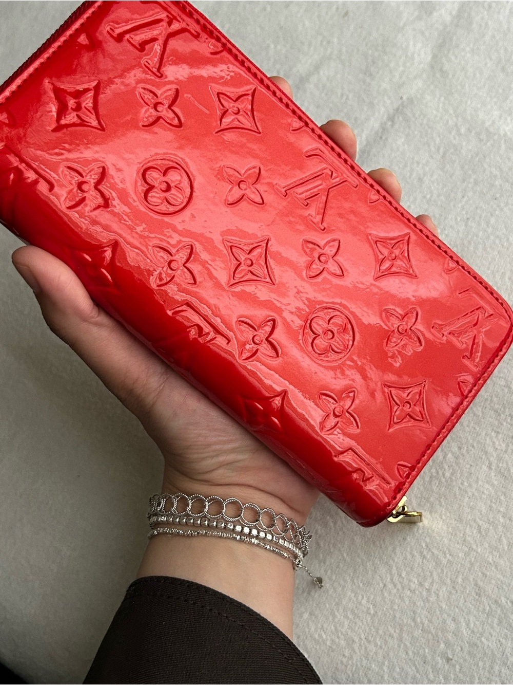 Louis Vuitton Red Patent Vernis Zip-Around Wallet